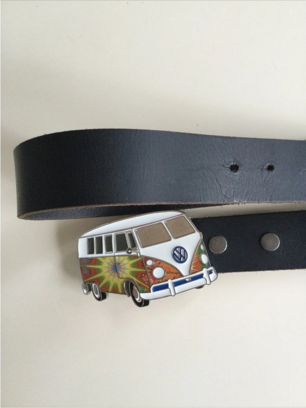 Vintage Leather Brown Belt Volkswagen Buckle